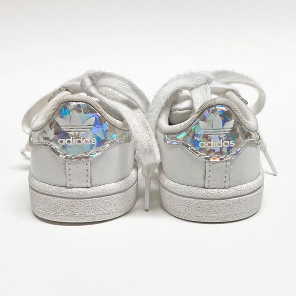Adidas Superstar EL Toddler Sneakers Size 4K White Silver Metallic Stripe CG6707 - Picture 3 of 8